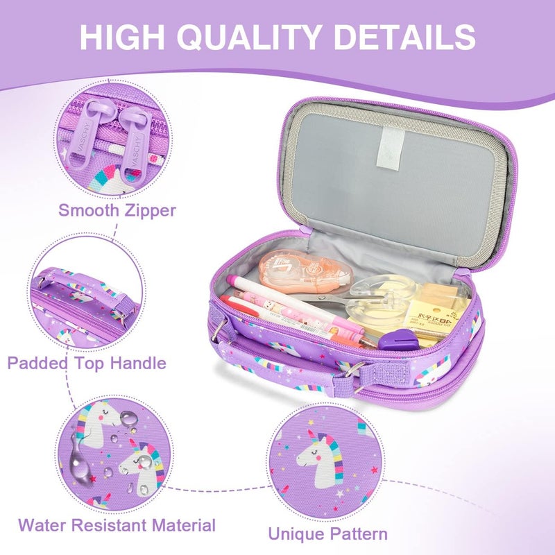 Vaschy Hot & cold climate compatible Pencil Case for Girls, Aesthetic Kawaii Large Pencil Pouch Stationary Pencil Bag/Box for Preppy Kids, Pen Organizer Holder School Supply Unicorn Popular practical build - Image 4