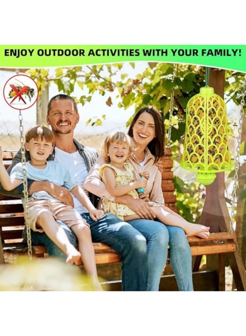 SYOSI 2025 Wasp Traps Outdoor Hanging (2PCS) – Carpenter Bee Snare & Bug Zapper, Upgrade Wasp Deterrent Killer with Yellow Pitfall Boards, Flying Insect Trap with Bait Reservoir (Bright green) - Image 3