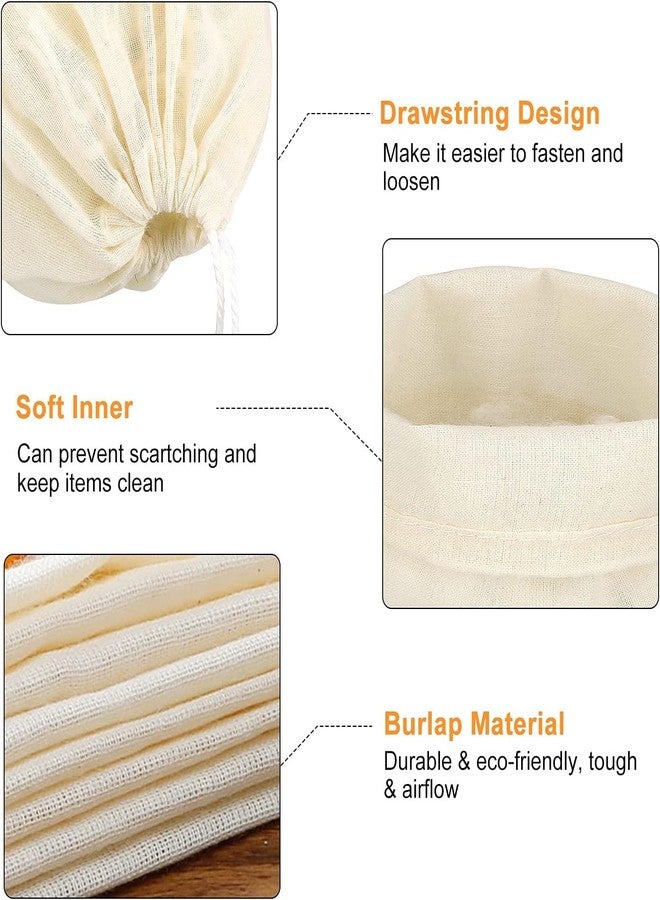BIRDBRID 8x12 Inch Cotton Muslin Drawstring Bags Natural Reusable Fabric Gift Pouches for Wedding, Party, Festival, DIY Craft, Storage Pack of 4 - Image 2