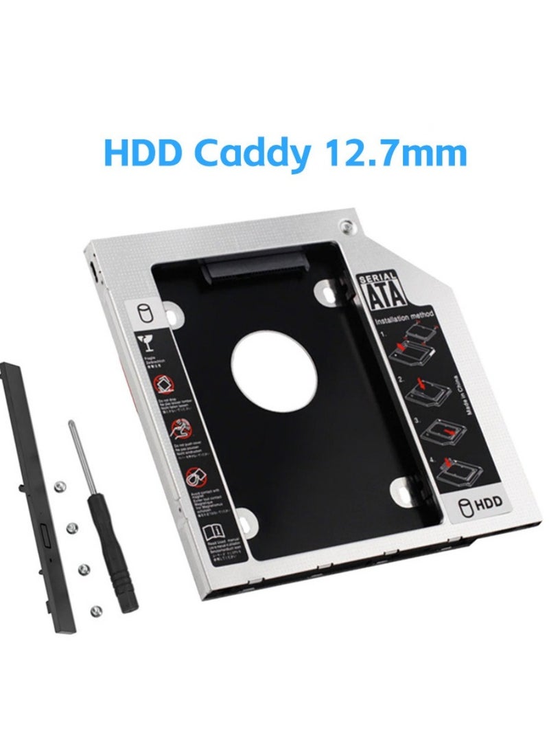 جنرال حامل أقراص 12.7 مم من الألومنيوم - محول سواقة ضوئية لـ HDD/SSD ساتا 3 للابتوب  - Image 1