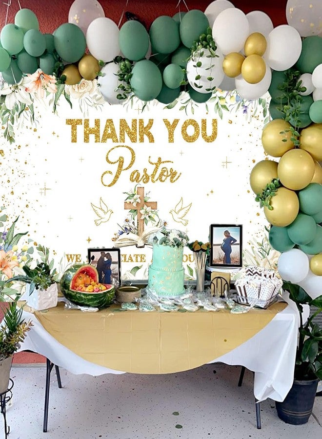 RUYI Thank You Pastor Backdrop 7x5FT Pastor Appreciation Week Background Greening Cross Christian Appreciation Party Decorations Supplies Photo Props - Image 5