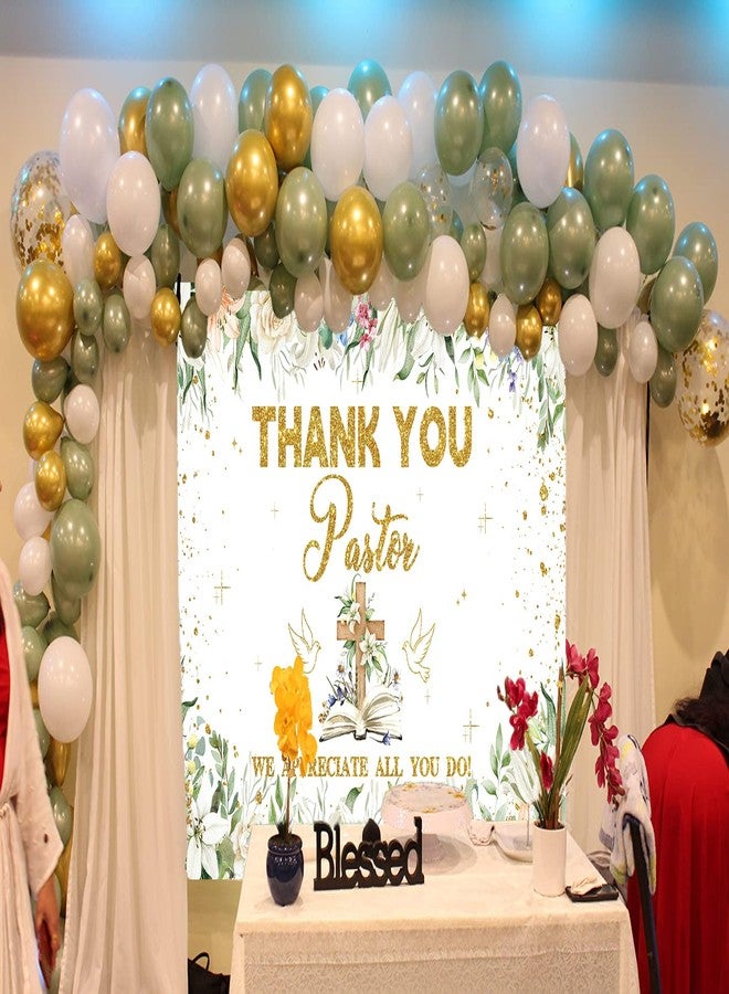 RUYI Thank You Pastor Backdrop 7x5FT Pastor Appreciation Week Background Greening Cross Christian Appreciation Party Decorations Supplies Photo Props - Image 4