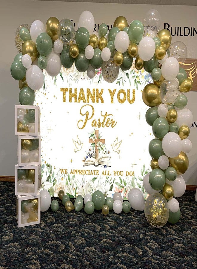 RUYI Thank You Pastor Backdrop 7x5FT Pastor Appreciation Week Background Greening Cross Christian Appreciation Party Decorations Supplies Photo Props - Image 3