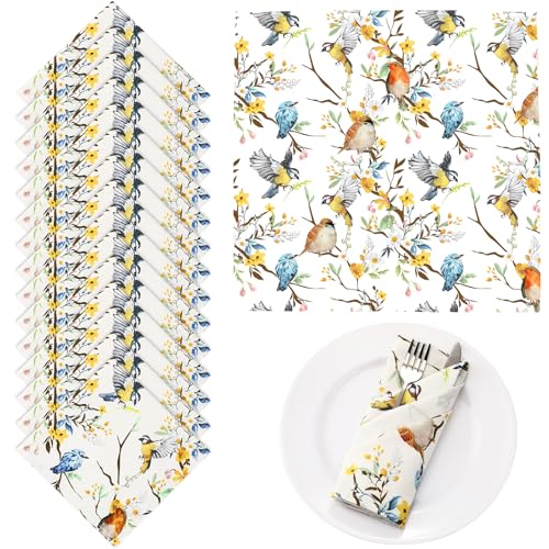 Maxcheck 24 Pcs Cotton Napkins Cloth for Summer Parties 16 x 16 Inch Floral Flower Dinner Napkins Washable Cocktail - Image 2