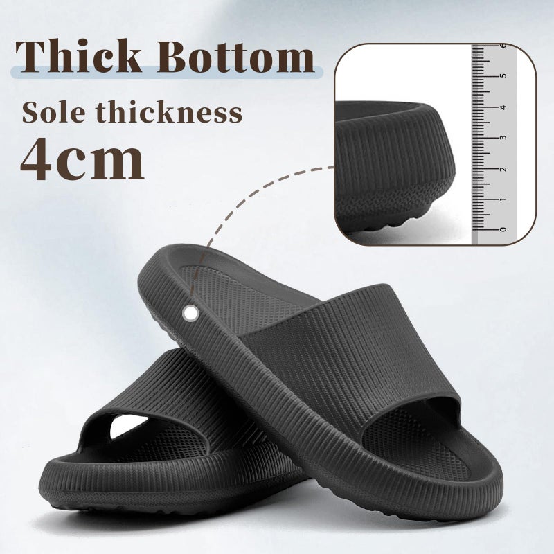 rosyclo Orthopedic Sandals for Women and Men, Arch Support Cloud Recovery Slides Orthotic Pain Relief Pillow Soft Lightweight Cozy Thick Sole Slip On Plantar Fasciitis Slippers, Black - Image 4