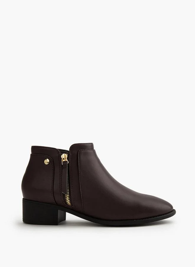Flora Bella By Shoexpress Flora Bella Solid Ankle Boots With Zip Closure