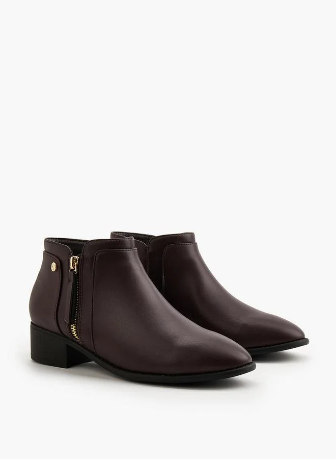 Flora Bella By Shoexpress Flora Bella Solid Ankle Boots With Zip Closure