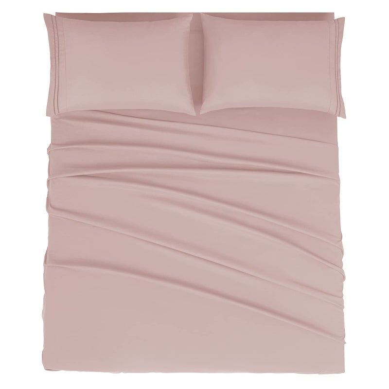 Mejoroom King Size Bed Sheet Set  Hotel Luxury 1800 Bedding Sheets  Pillowcases  16 Deep Pocket Fitted Sheet Soft Breathable Wrinkle  Fade Resistant  4 PieceKing Dusty Pink