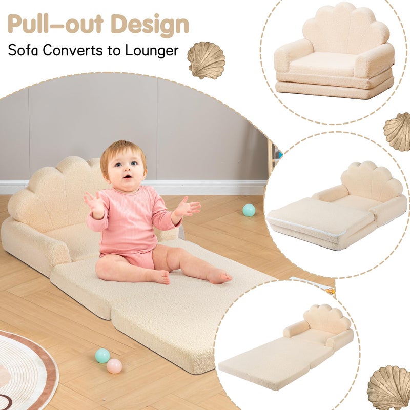 spanspace 2-in-1 Kids Couch, Toddler Couch Fold Out, Comfy Toddler Chair, Convertible Kids Sofa to Lounger with Pocket and Removable Cover - Image 2