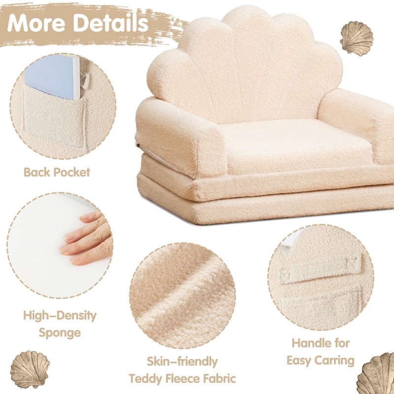 spanspace 2-in-1 Kids Couch, Toddler Couch Fold Out, Comfy Toddler Chair, Convertible Kids Sofa to Lounger with Pocket and Removable Cover - Image 3