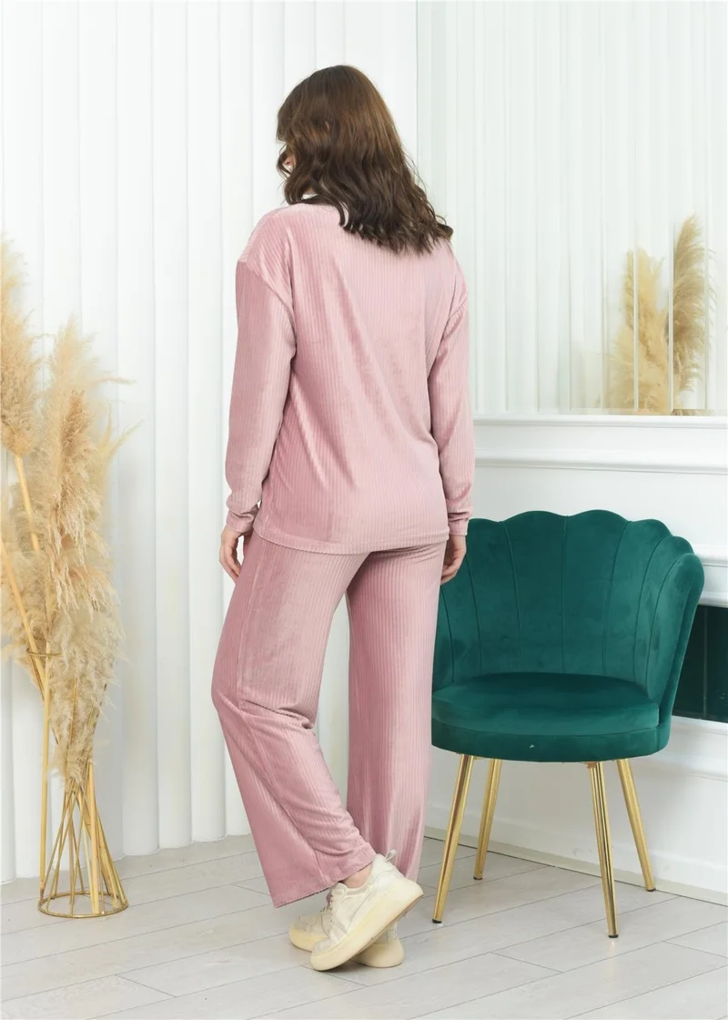 Nuseel Half Turtleneck Corduroy Suit Powder Color