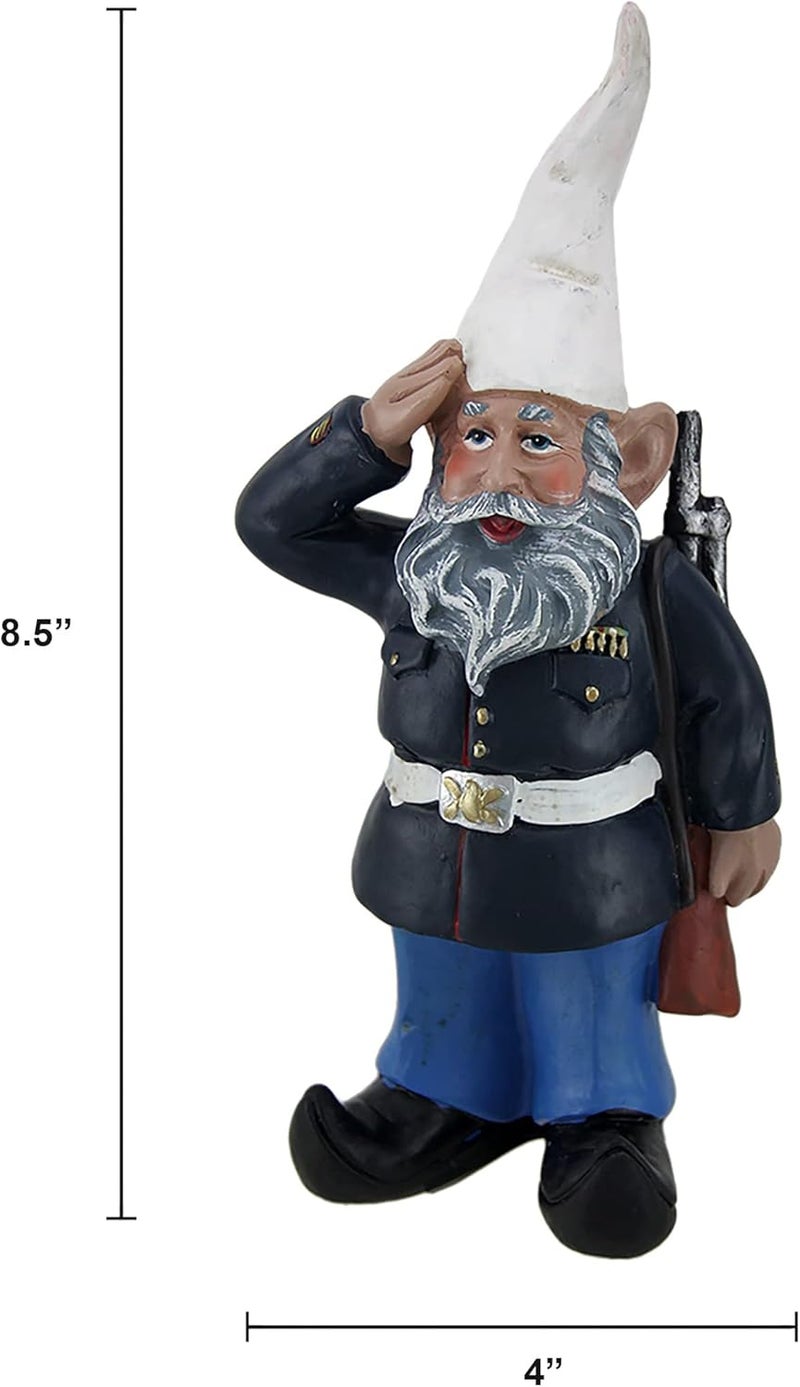 Zeckos 8-Inch Tall Saluting Dress Blues Bill U.S. Marine Military Garden Gnome Statue - Patriotic Indoor/Outdoor Decor for Your Garden, Porch or Shelf Display - Image 1