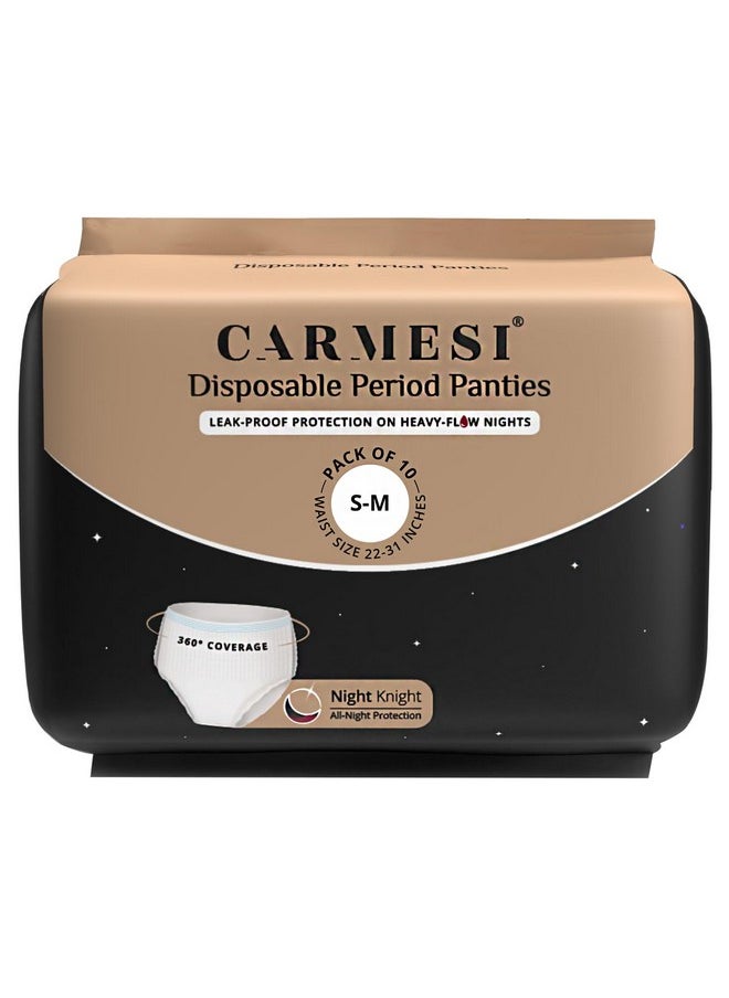 CARMESI Disposable Period Panties For Women - Pack Of 10 (S-M) | 360° Protection For Super Heavy Flow | Leak Proof & No Rashes | Maternity Panties | All Night Protection | Ultra Absorbent Core  - Image 1