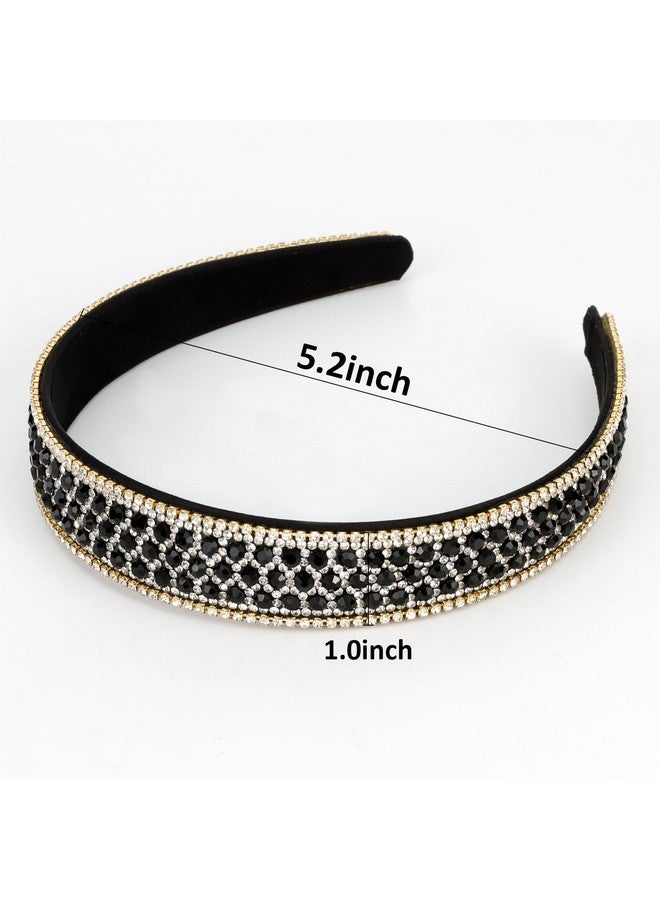 YISSION 2 Pcs Rhinestone Headbands For Women, Glitter Crystal Headband Fashion Jeweled Headbands For Girls, Gorgeous Hair Accessories For Women Silver Black - Image 5