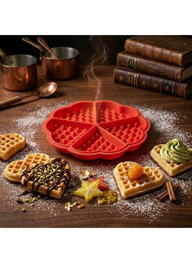 Heart-Shaped Silicone Waffle Mold (5-Piece) - Flexible Non-Stick for Oven & Microwave - 16.5 cm - Image 4