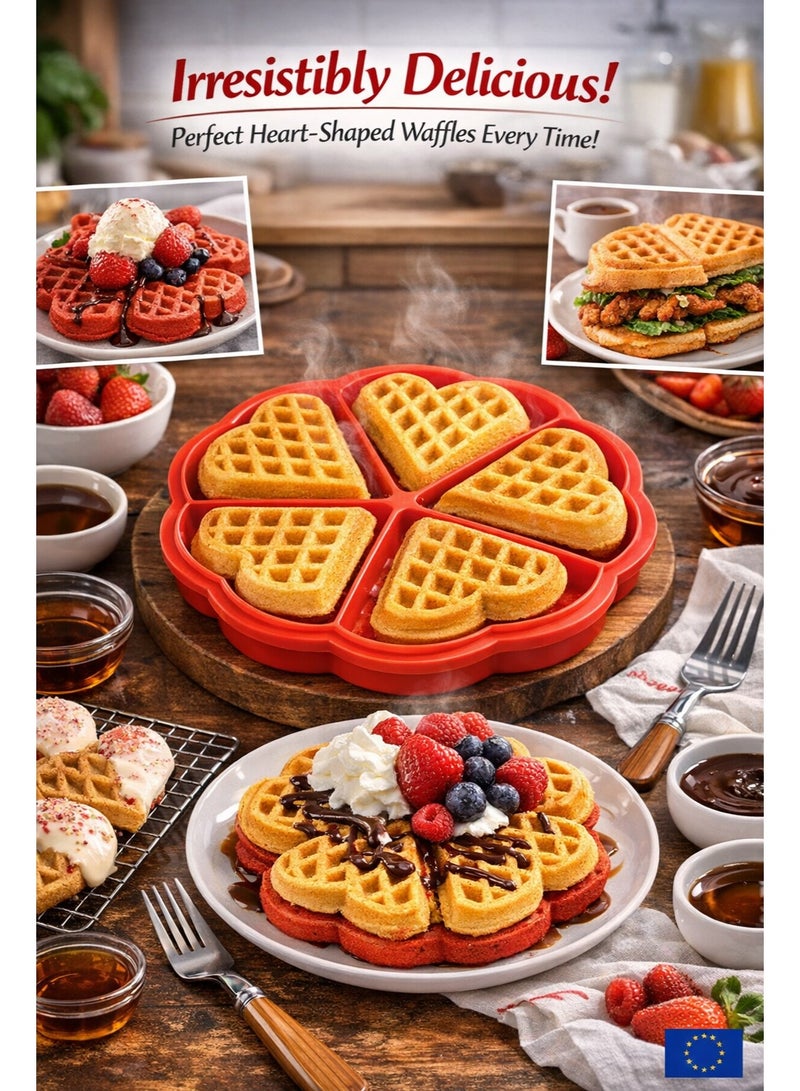 Heart-Shaped Silicone Waffle Mold (5-Piece) - Flexible Non-Stick for Oven & Microwave - 16.5 cm - Image 5