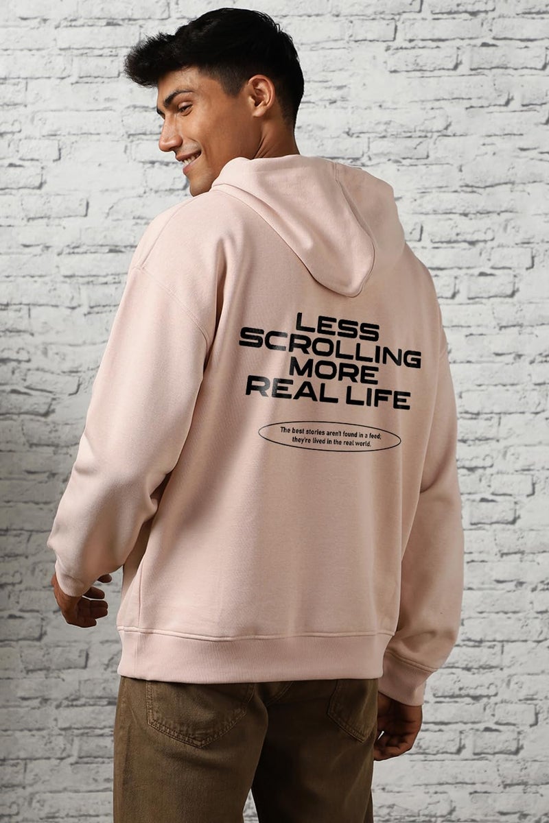 NOBERO Men's Cotton Neck Hooded Oversized Fit Sweatshirt (1M-TWRH-C0737_Pink Clay (Medium) - Image 5
