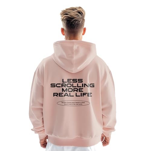 NOBERO Men's Cotton Neck Hooded Oversized Fit Sweatshirt (1M-TWRH-C0737_Pink Clay (Medium) - Image 2