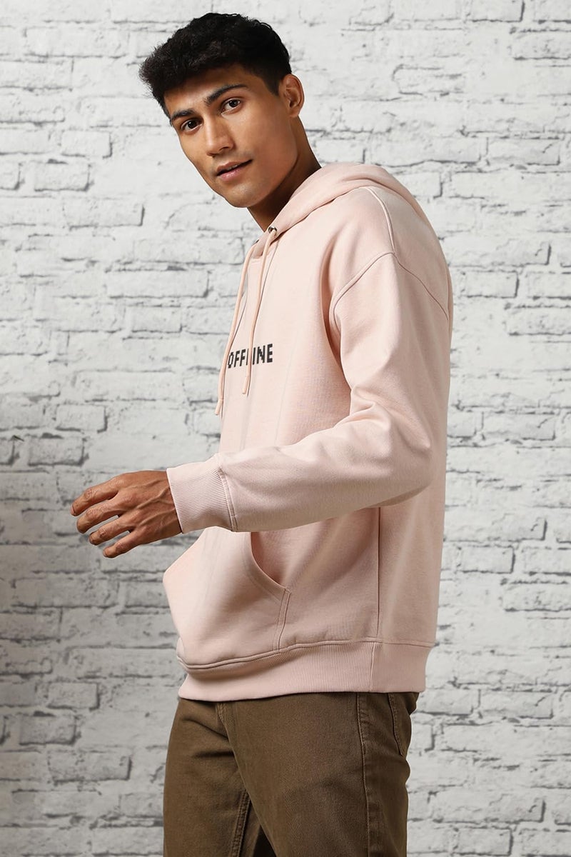 NOBERO Men's Cotton Neck Hooded Oversized Fit Sweatshirt (1M-TWRH-C0737_Pink Clay (Medium) - Image 4