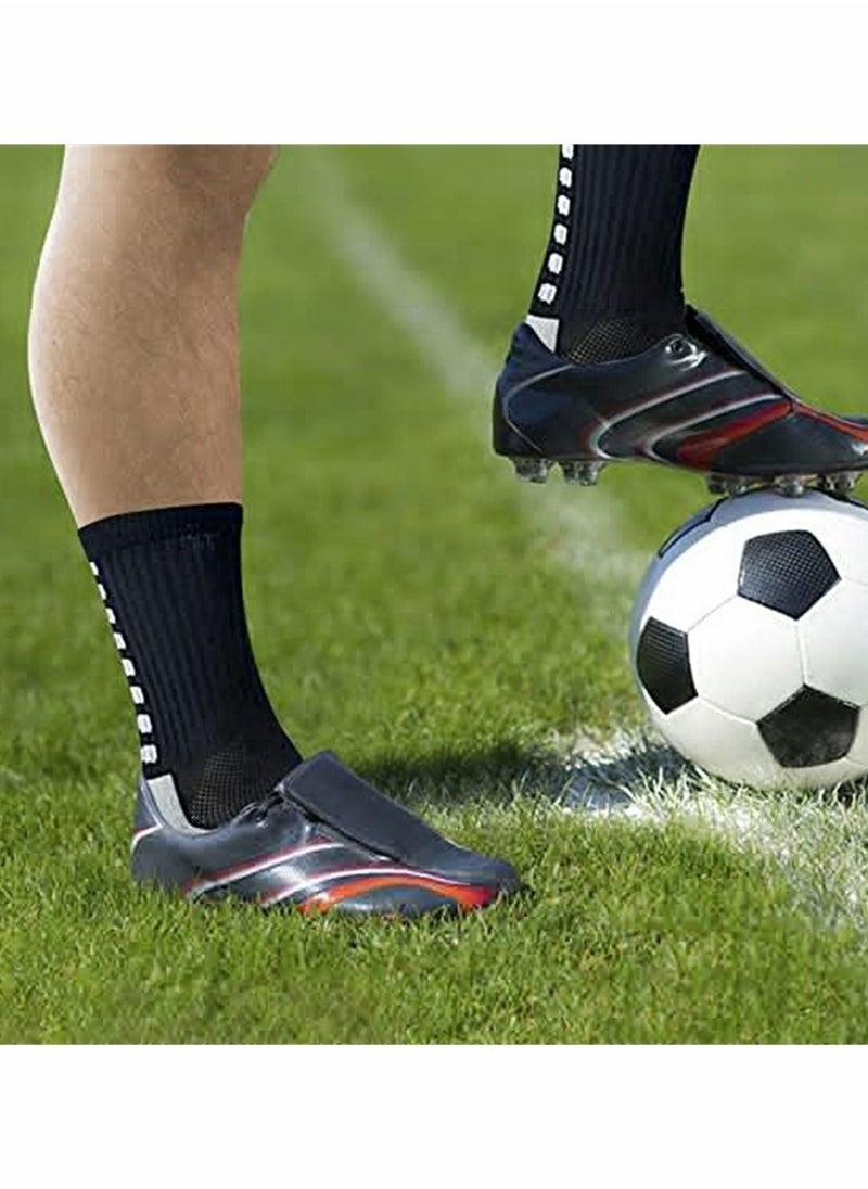 Y&D - 4 Pcs Unisex Non Slip Sport Soccer Socks Breathable Comfortable Athletic Football Basketball Hockey Sports Grip Socks with Rubber Dots for Men and Women (Black) - Image 1
