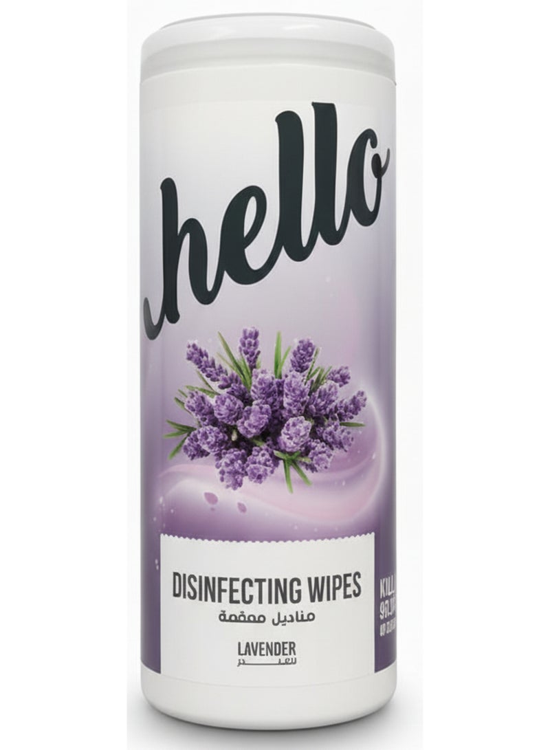 Hello Lavender Disinfecting Wipes Kills 99.9% Of Germs 50 Wipes