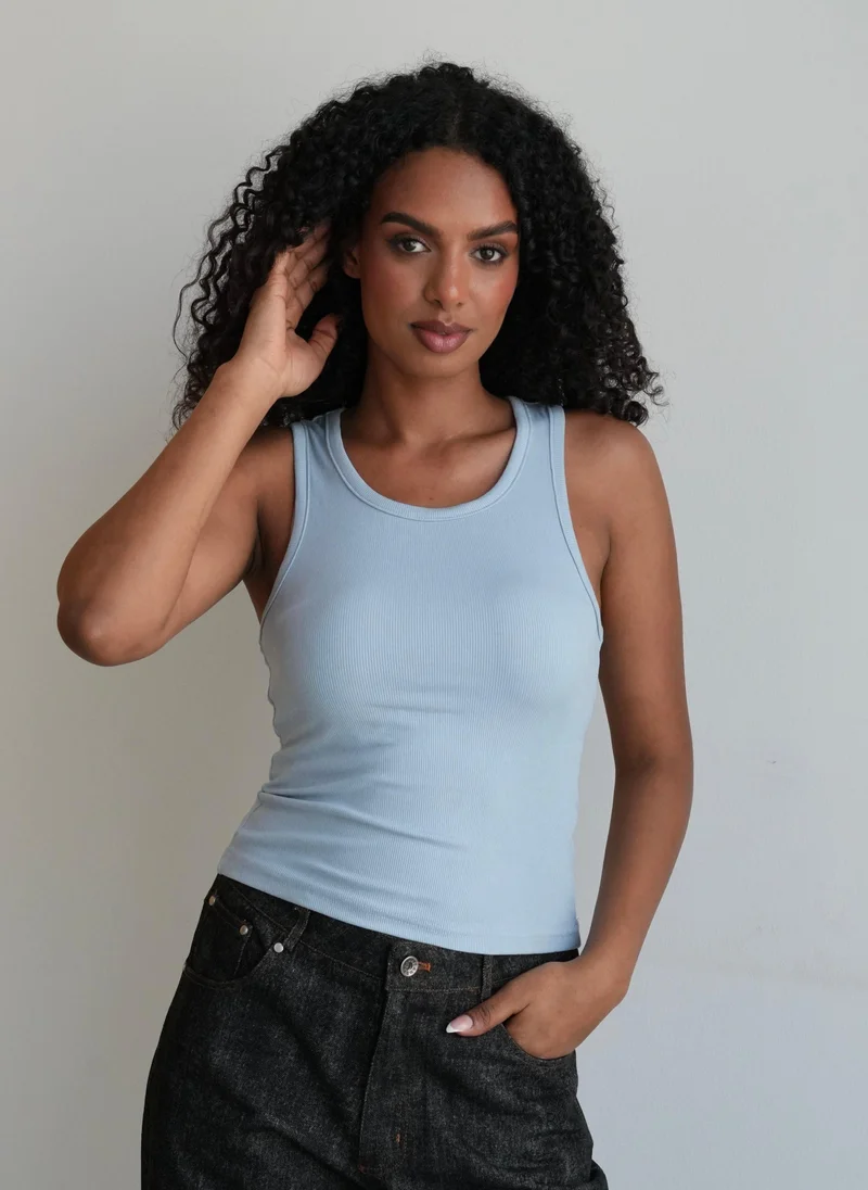 رولو Women’s Ribbed Tank Top - Blue