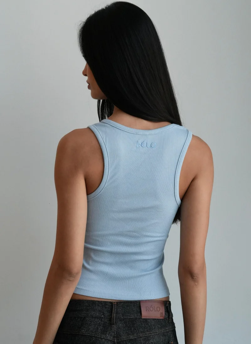 رولو Women’s Ribbed Tank Top - Blue