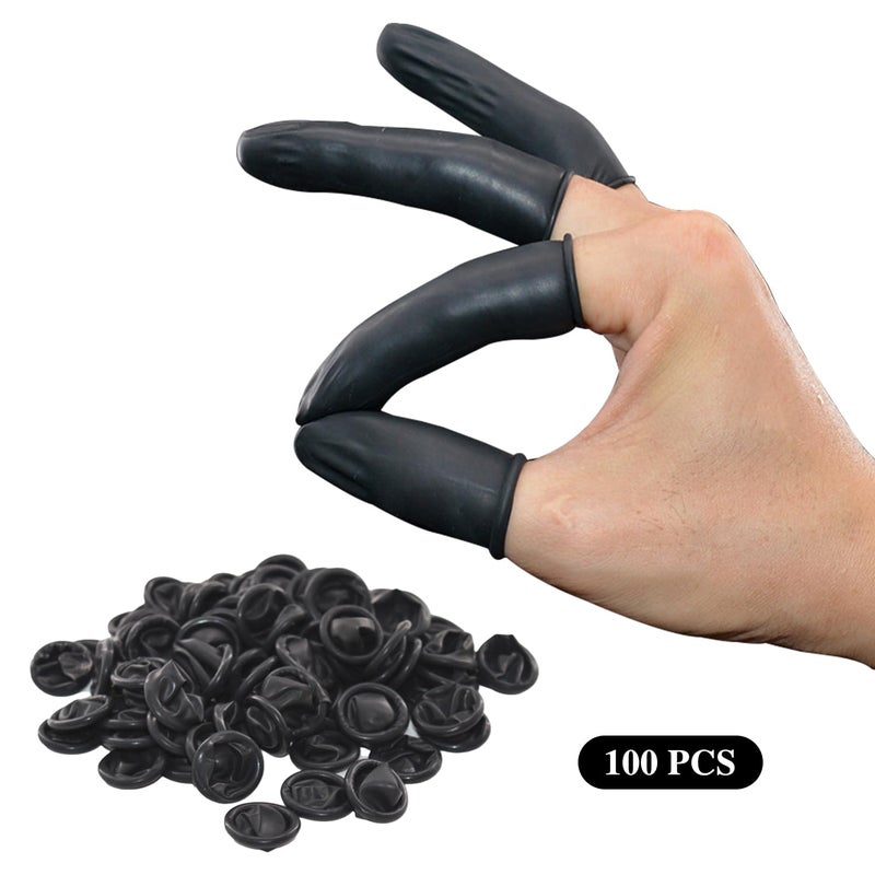 DJCIW 100PCS Disposable Latex Finger Cots,Medium Size, Fingertip Protector Gloves for Electronics Repair, Crafts, Medical Use & Industrial Applications,Thumb Covers for Finger Protection Black - Image 4