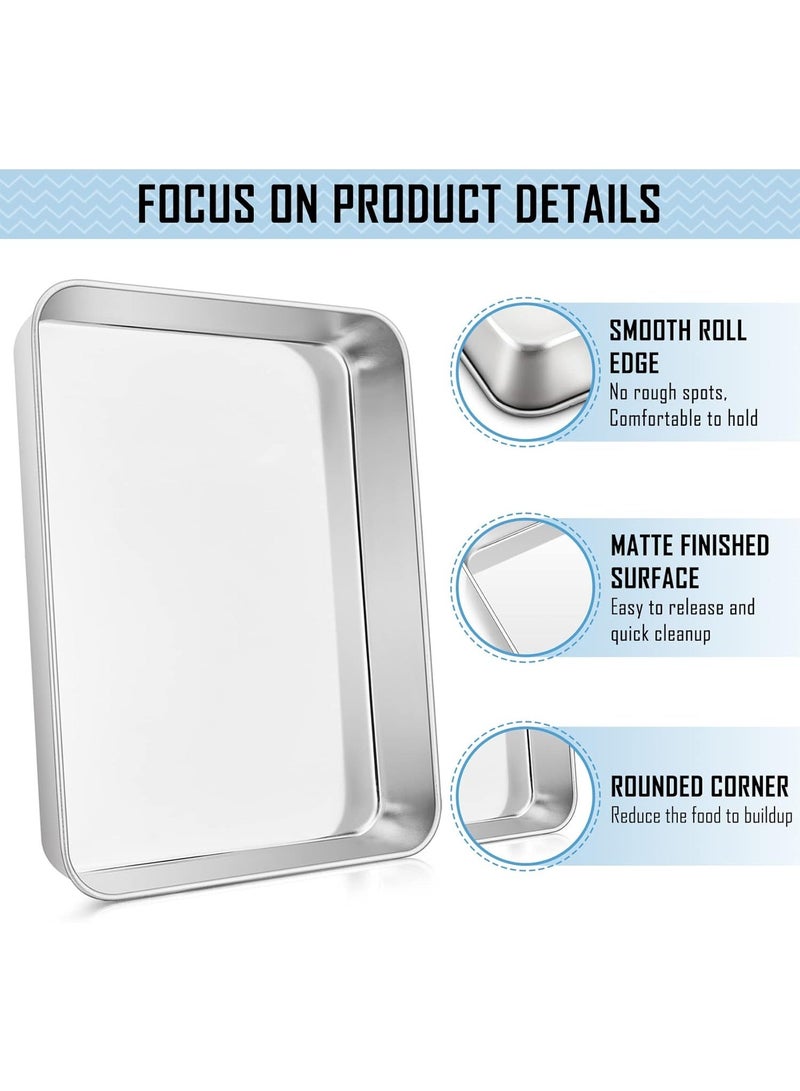 فولانري صينية خبز من الفولاذ المقاوم للصدأ، 31*24*5.5 سم، صينية كيك مستطيلة الشكل، أدوات خبز للكعك والبراونيز والكسرولة، غير سامة وصحية، متينة وآمنة للاستخدام في غسالة الأطباق - Image 3