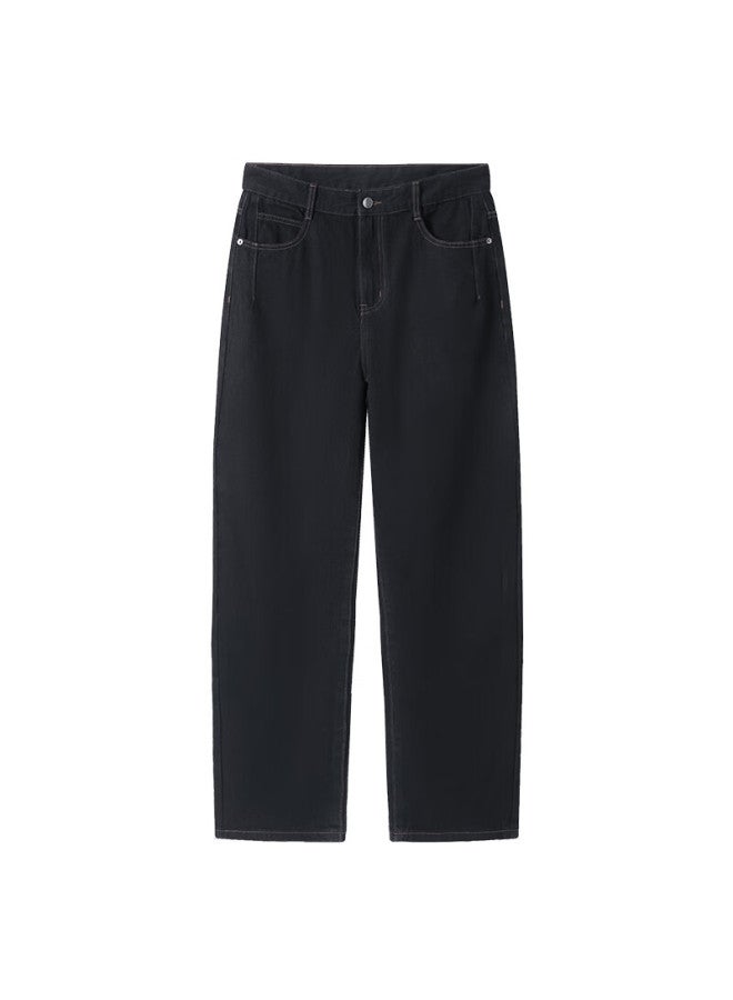 Markless 98 Cotton Washed Original Color Jeans For Men, Autumn And Winter Loose Straight-leg Pants With Wide-leg Design, Style 5002, Denim Black, 2XL - Image 4