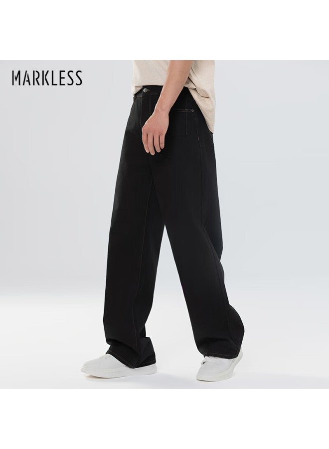 Markless 98 Cotton Washed Original Color Jeans For Men, Autumn And Winter Loose Straight-leg Pants With Wide-leg Design, Style 5002, Denim Black, 2XL - Image 1