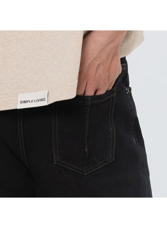 Markless 98 Cotton Washed Original Color Jeans For Men, Autumn And Winter Loose Straight-leg Pants With Wide-leg Design, Style 5002, Denim Black, 2XL - Image 3