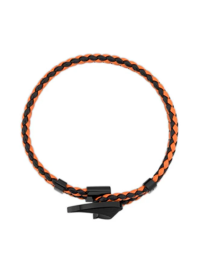 McLaren Afiliet Leather Orange and Black Bracelet for Men (Small)