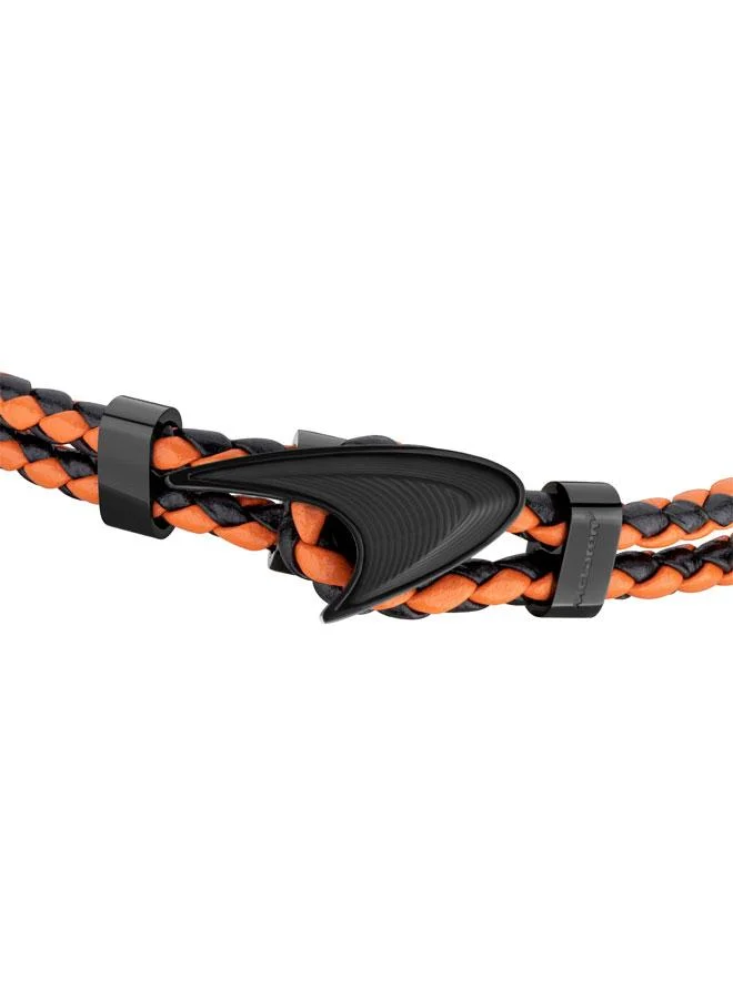 McLaren Afiliet Leather Orange and Black Bracelet for Men (Small)