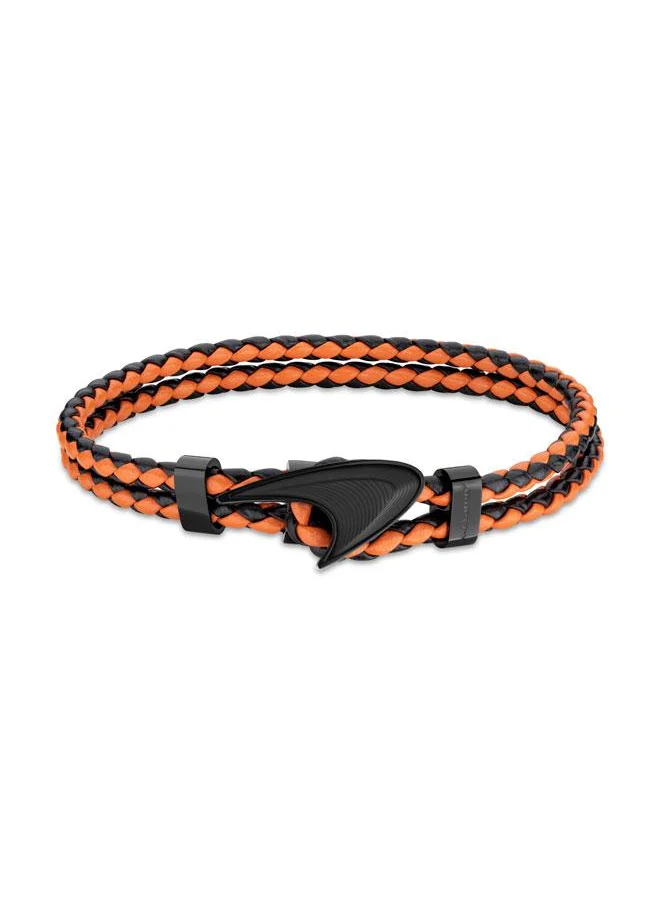 مكلارين Afiliet Leather Orange and Black Bracelet for Men (Small)