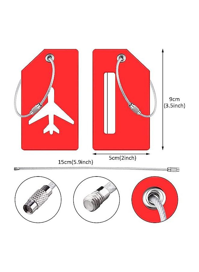 Luggage Tags 6pcs Silicone Luggage Tag Suitcase Tags Bright Color Baggage Tags with Name ID Card Stainless Steel Loops for Travel Bag Suitcase  - Image 2