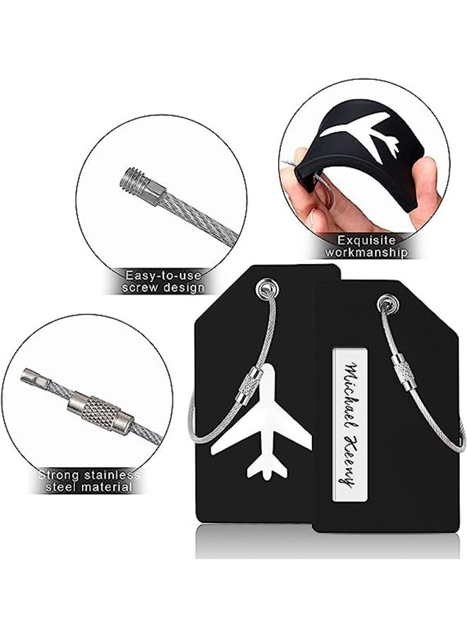 Luggage Tags 6pcs Silicone Luggage Tag Suitcase Tags Bright Color Baggage Tags with Name ID Card Stainless Steel Loops for Travel Bag Suitcase  - Image 3