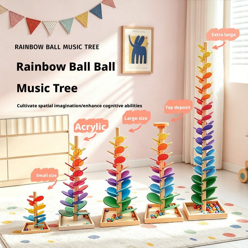 Montessori Rainbow Music Tree Educational Toy for Kids 1-3 DIY Building Blocks Baby Gift - Image 1
