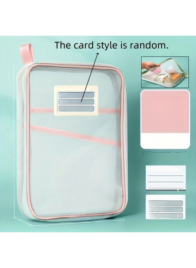 Purple Durable Nylon A4 Zipper File Bags Organizer With Thick Mesh And Sturdy Handles - Image 4