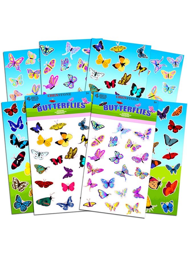 Crenstone Butterflies Stickers Party Supplies Pack ~ Over 160 Butterfly Stickers for Girls Kids Toddlers Adults (Party Favor Craft Scrapbooking Adhesive Sticker Sheets by Crenstone) - Image 1