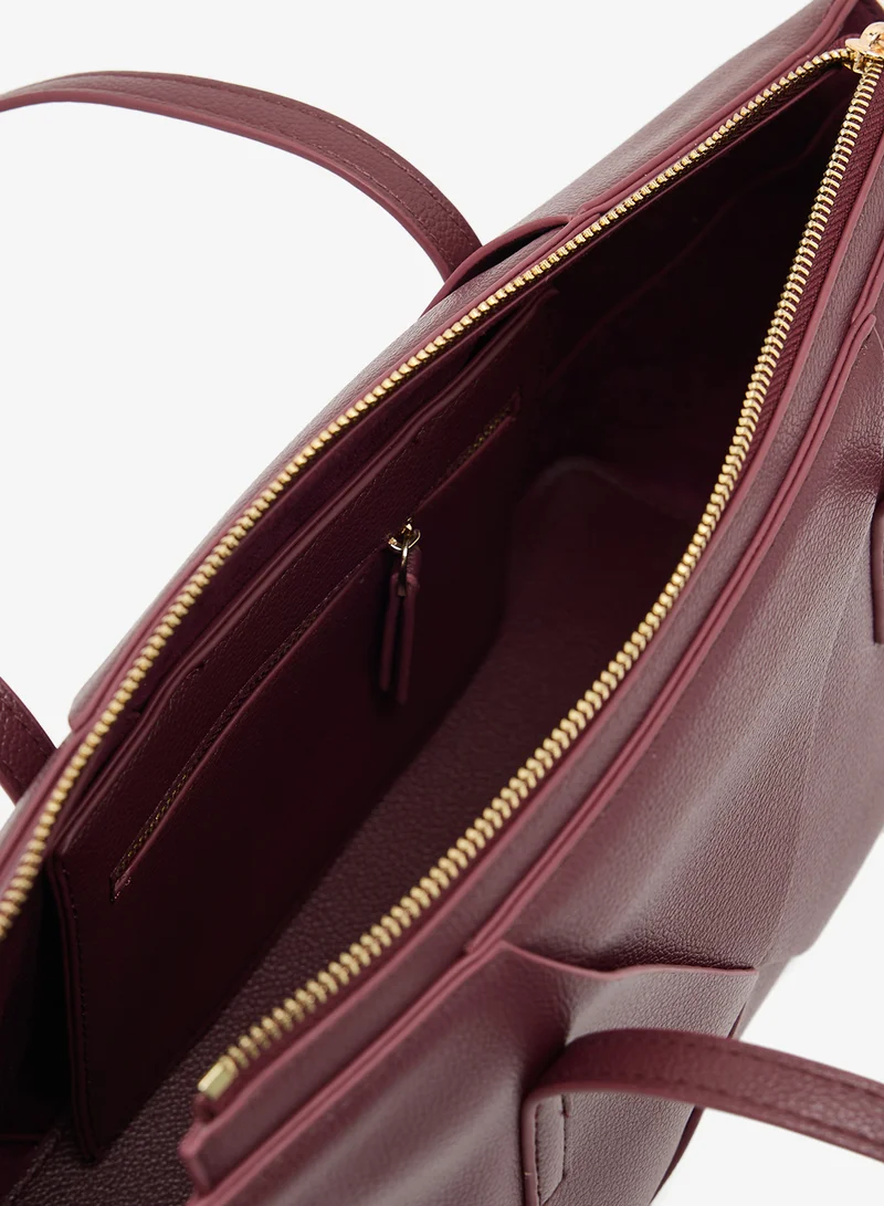 ELLA Burgandy structured east-to-west tote for Women | Best Price UAE