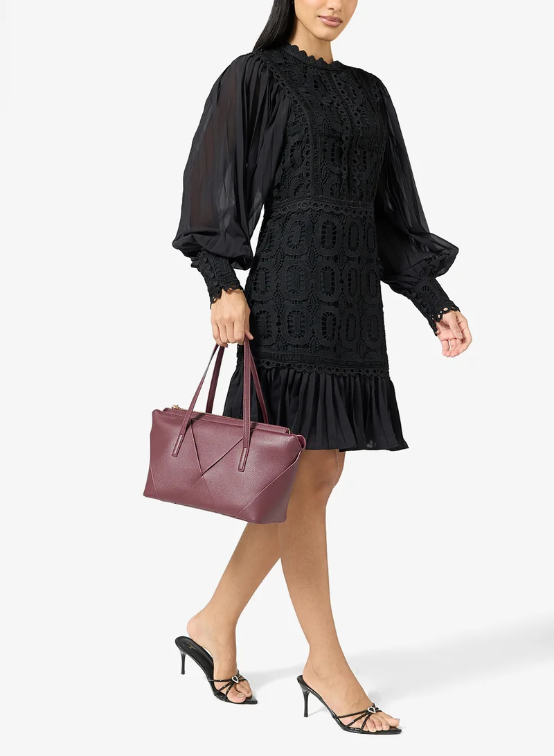 ELLA Burgandy structured east-to-west tote for Women | Best Price UAE