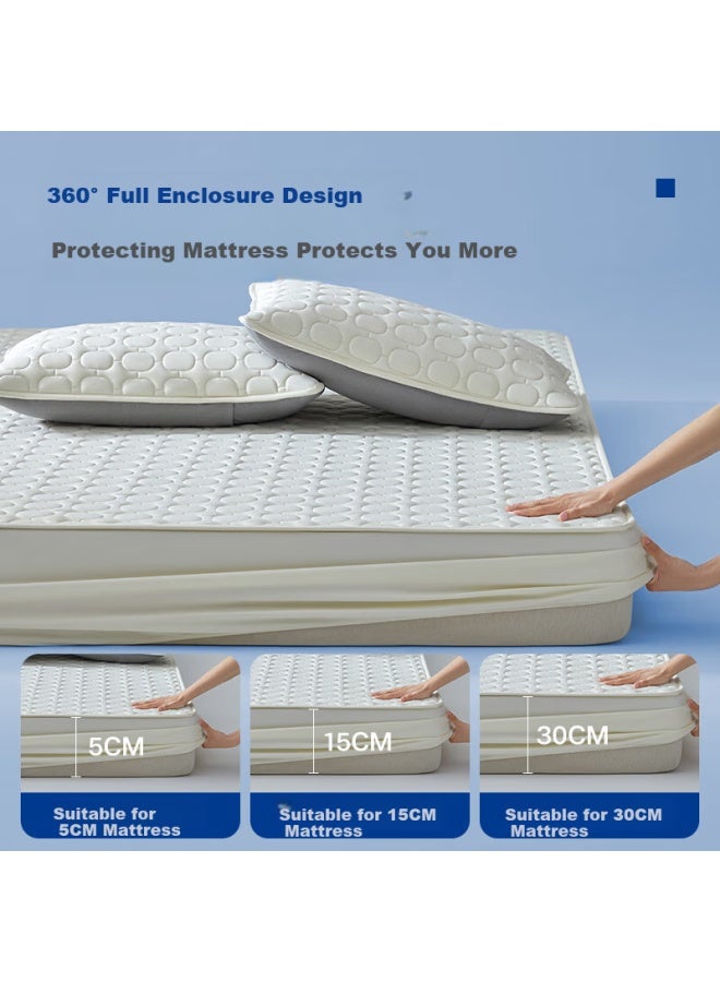 Mlily Triple-protection Fitted Sheet, 1.8*2 Meters, Class A Waterproof Fitted Sheet, Single Piece Antibacterial Mattress Protector Cover, Full Coverage, White - Image 3