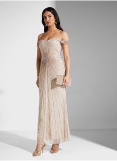 Off Shoulder Sequin Embellished Mermaid Dress