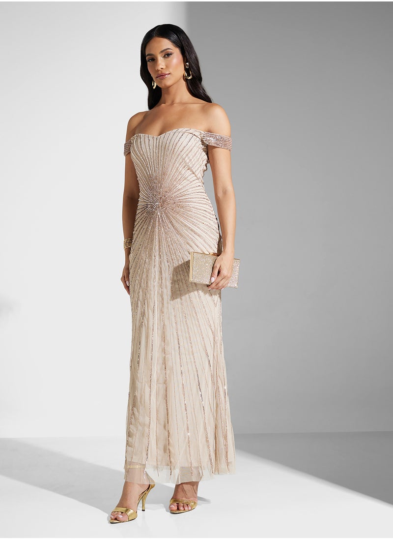 Namshi x Off Shoulder Sequin Embellished Mermaid Dress  - Image 1