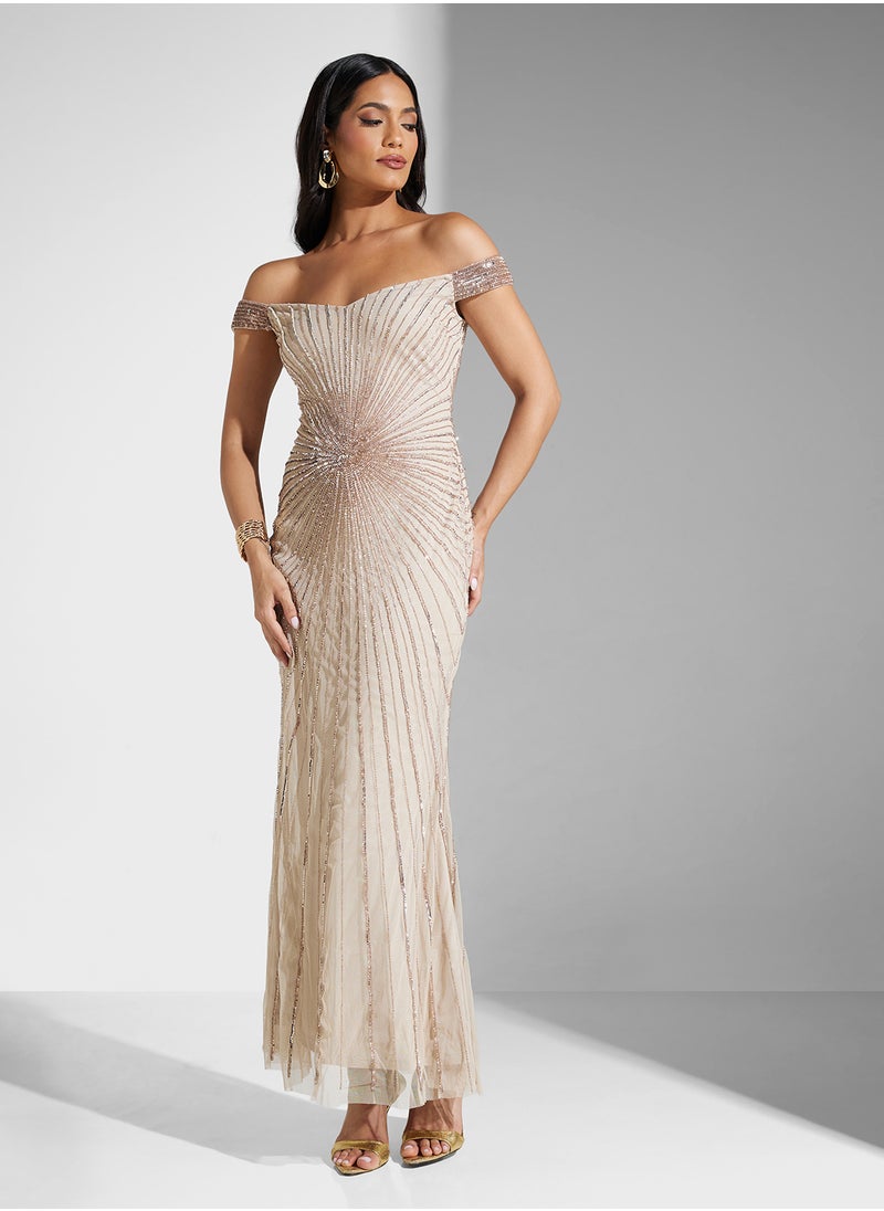 Namshi x Off Shoulder Sequin Embellished Mermaid Dress  - Image 5
