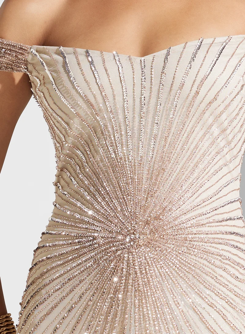 Namshi x Beaded Off-Shoulder Dress