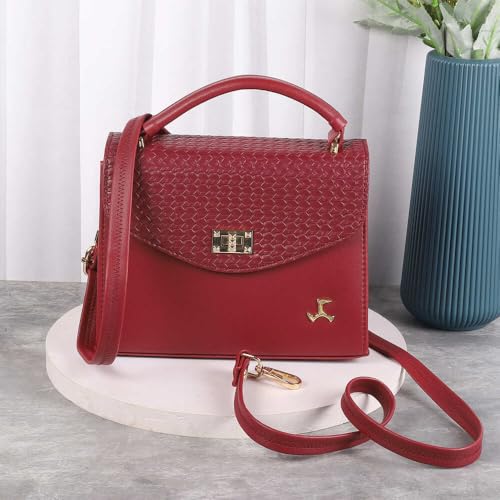 Mochi Women's Maroon Stylish Faux Leather Satchel Bag (230-57) - Image 2