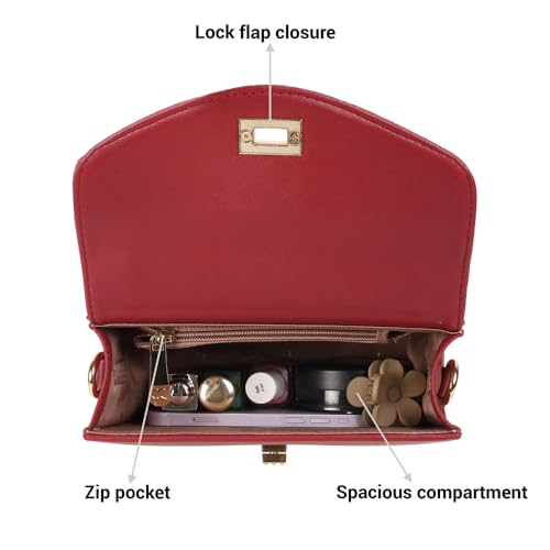 Mochi Women's Maroon Stylish Faux Leather Satchel Bag (230-57) - Image 5