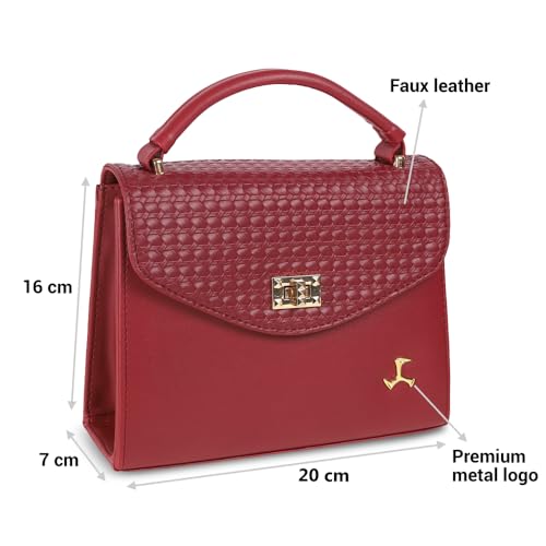 Mochi Women's Maroon Stylish Faux Leather Satchel Bag (230-57) - Image 3